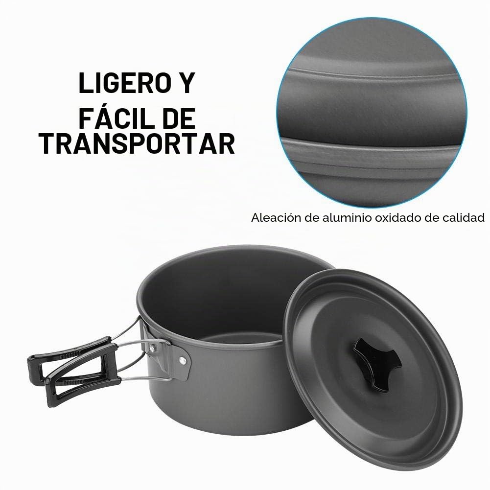 Juego de Cocina para Acampar, Juego de Cocina de Barbacoa para Picnic al Aire Juego de Utensilios de Cocina para 2-3 Personas