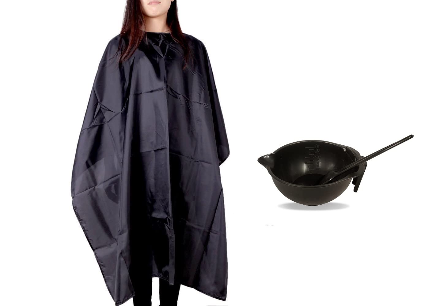 Adhvik Combo Of Hair Coloring Dye Bowl With Brush And Solid Black Hair Cutting Sheet-image-24