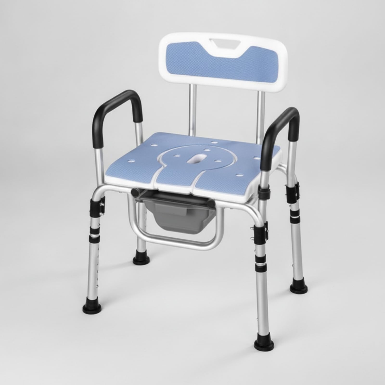 Sharplace Asiento Inodoro Antislizante Silla Ducha con Cubeta Extraíble Resistente para Adultos Mayores, Jf530c
