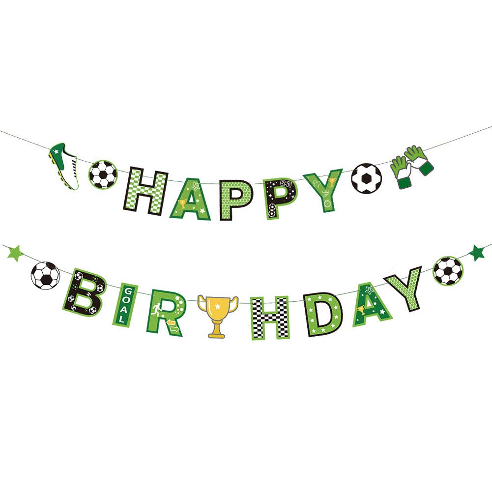 Werich Soccer Football Happy Birthday Banner | Bunting Hanging for Football Fans Party Decoration | Sport Themed Party Supplies
