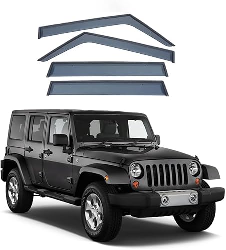 PANXUC Car Wind Deflectors for Jeep Wrangler JK 2010-2017, Side Window Wind Rain Deflector Window Visor Sun Rain Guard Smoke Guards