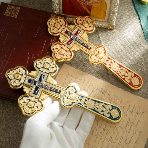 RZRHMUHN Cruz ortodoxa, crucifixo realista, presente religioso, crucifixo de liga de metal banhado a