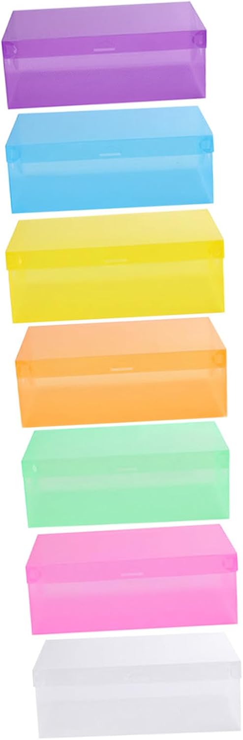 Outanaya 7pcs Plastic Shoes Box Set with Lids, Thickened Foldable Shoe Storage Organizer for Home Closet, Multi-color 27.5x18x9.5cm, Suitable for Adults