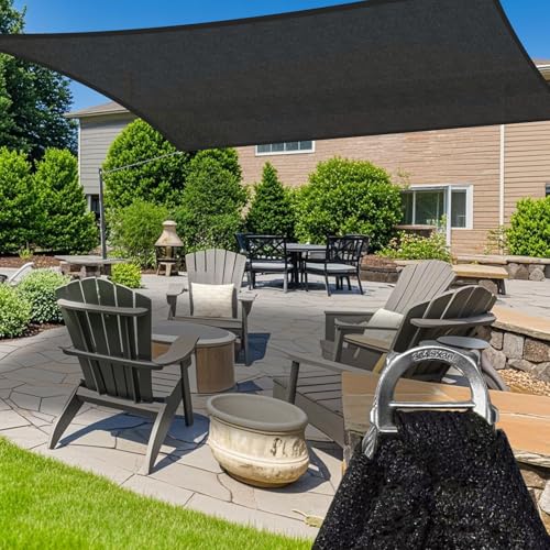Shadewiz 20' x 40' Black Custom Size Sun Shade Sail – Heavy-Duty Reinforced Rectangle Canopy (0810), UV-Blocking 260 GSM Fabric, Built for Strength, Style & Longevity