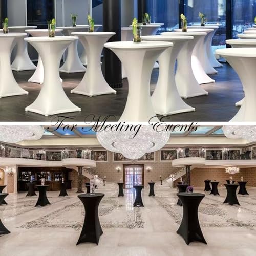 Seveups 4Pack White Cocktail Table Cover 32x43 Inch Fitted Stretch Cocktail Tablecloth for Round Table Top Cover High Top TableCloths for Party Bar Pub Wedding Banquet by Seveups - Used condition - Image 8