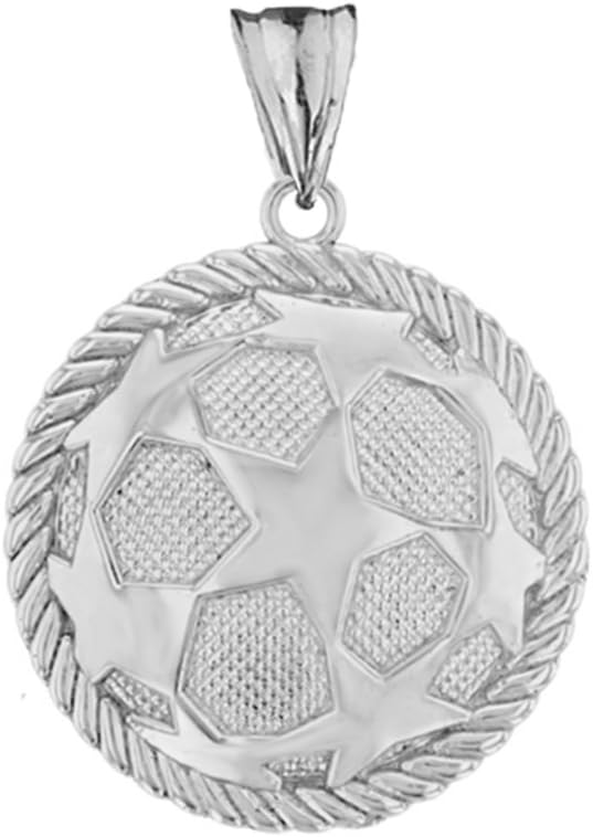 Exquisite Sterling Silver Star Soccer Ball Rope Charm Pendant