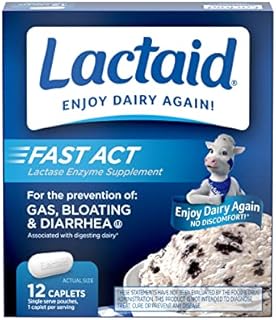 Lactaid Fast Act Lactose Intolerance Relief Caplets with Lactase Enzyme, 12 Travel Packs of 1-ct.