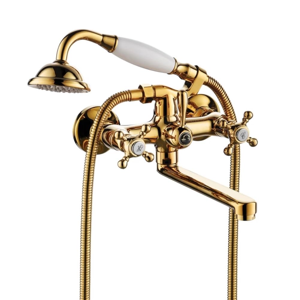 SnamicE Bathtub Faucet, Wall Mounted Bath Mixer Tap, with Hand Shower and Shower Holder, Single Handle Bathroom Faucet,