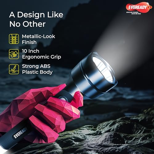 Image of Eveready Navlite DL140, Rechargeable 2W Torch + 1W Emergency Tail Light, Metallic Finish, Type B /Micro USB Charging, Overcharge Protection, Powered by BIS Certified Li-ion Battery, Pack of 8