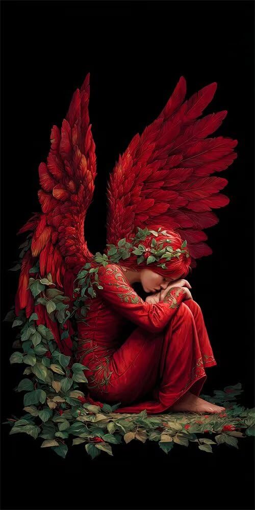 Diamond Painting Kits for Adults, 5D Diamond Art Red Wing 30x60cm, DIY Large Angel Dimond Art kits Adults, Full Drill Crystal Rhinestone Embroidery Canvas Gem Art Craft for Home Wall Decor (RD1009)