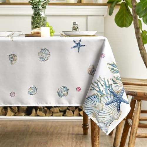 Horaldaily Summer Tablecloth 60 x 104 Inch Rectangular Watercolor Sealife by Horaldaily - Used condition - Image 3