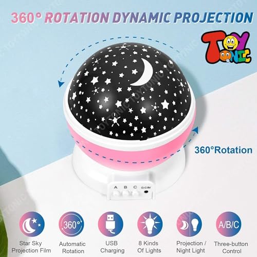 Image of TOYTONIC Star Master Galaxy Night Projector Lamp - 360 Rotating Colorful LED Ceiling Light - Starry Space Projection for Home Decoration - Amazing Design, Gift for Kids Boy Girl, Plastic, Multicolor