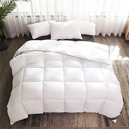 SHUOJIA Ropa De Cama Edredón Grueso De Invierno, Edredón De Plumón De Ganso Edredón De Plumas Cálido Y Transpirable, Mullido Y Suave (180x220cm 3kg,White)