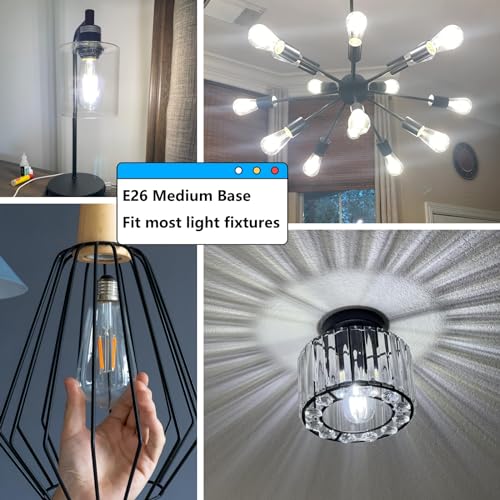 Image of Jensense Edison Bulbs E26 LED Bulb 60 Watt Equivalent, Vintage LED Light Bulbs CRI90+ ST19, Dimmable Clear Light Bulbs (5000K Daylight, 7watt-4 Pack)