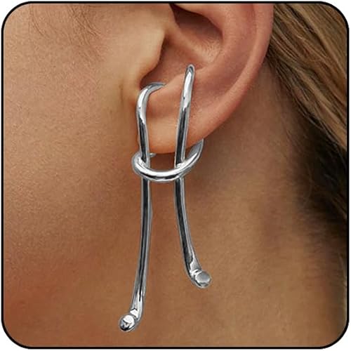 Ear Cuffs for Women Non Piercing Adjustable Silver Ear Cuff Ear Clip Wrap Earrings Fake Ear Piercings Dangle Earrings