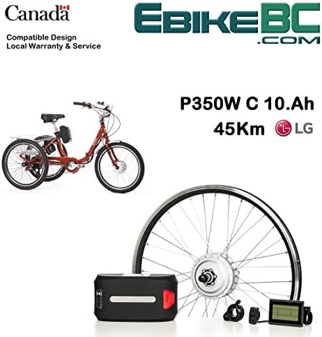 Electric Adult Trike DIY KIT 350/500W E Bicycle E Bike Complete Conversion Kit Front Hub Motor, Battery Li-Ion 32km/h LCD 24 26 700C Rim Sizes (Tricycle not Included) (26in Wheel)