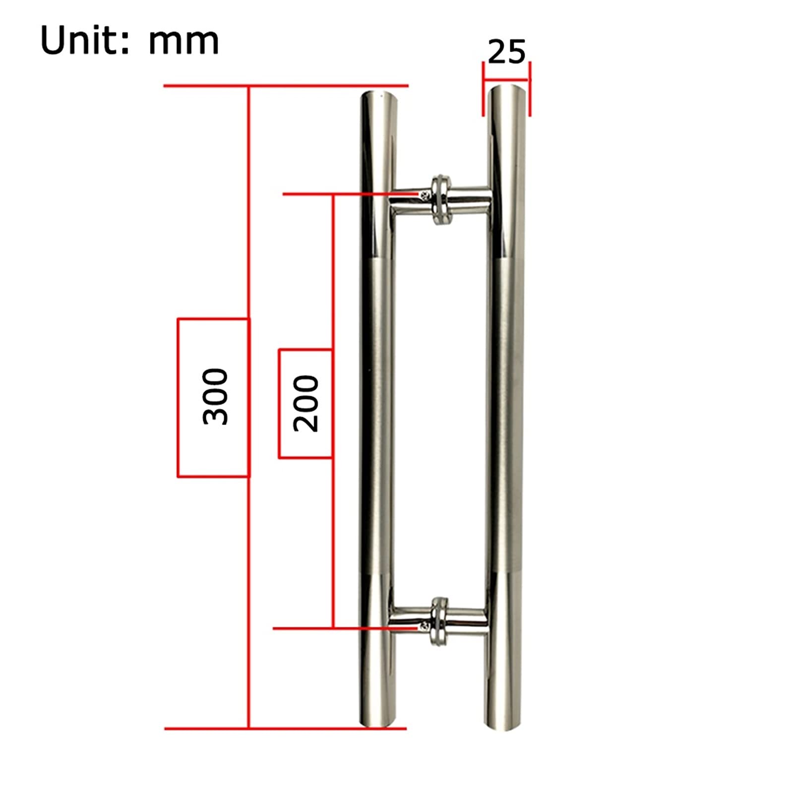 Herrajes para Puertas: Manilla de Puerta Redonda de Acero Inoxidable 304 Cepillado, Resistente, para Puertas de Vidrio, Madera y Madera. Incluye manija de Empuje y tracci