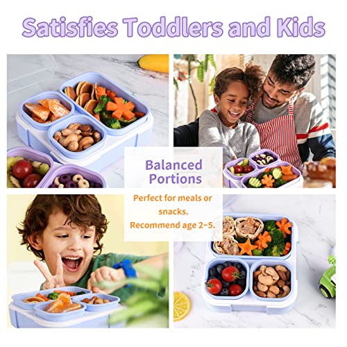 Genteen Bento Box For Kids, Kids Lunch Box With 3 Removable Compartments, Toddler Lunch Box For Daycare, School, Ideal Portion Size For Ages 3 To 7 Bpa-Free Dishwasher Safe-Green - Purple #TOP5