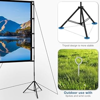 Proiettore Tela con Treppiede 120 Pollici Proiettore Tela Portatile Outdoor Cinema 16:9 HD Rear Front Giardino Proiezione con Borsa per Campeggio Home Party Teatro Notti