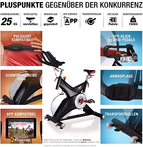 Sportstech Premium Ergometer Heimtrainer mit 25KG Schwungrad & Multiplayer APP | inkl. Pulsgurt | Hometrainer Fahrrad… – Bild 3