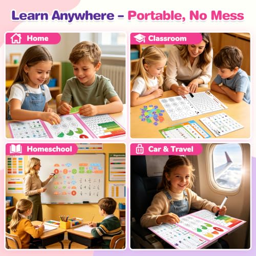 Image of homicozy Magnetic Fraction Playbook for Kids 6-12, Visual Fraction Tiles