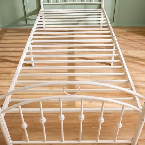 دانوب هوم سرير فردي معدني مقاس 90 × 200 من بيلا كيرف | تصميم عصري باطار سرير فردي معدني للاطفال | سرير مريح (المرتبة غير متضمنة) طول 210.8 × عرض 98.2 × ارتفاع 101.6 سم - ابيض