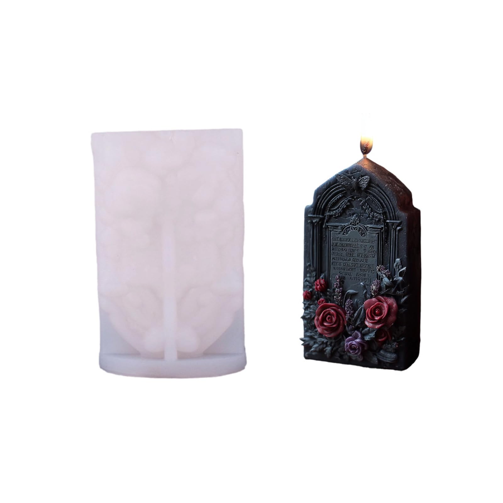 Kalttoy Rose Tombstone Halloween Mold For Making, Silicone Candled Mold Rose Skull Epoxy Resin Casting Diys Craft, Soap Resin Ornament