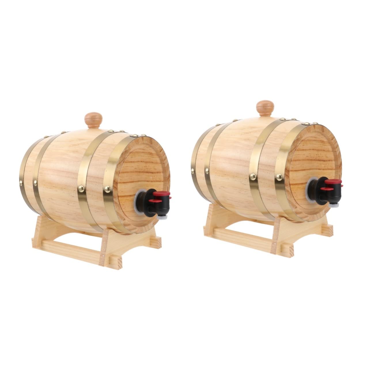 Happyyami 2 Pcs Wine Barrel Wine Keg Bourbon Wooden Beverage Dispenser Beer Keg Whiskey Wine Bucket Kitchen Carboy 5 Gallon Wood Trim Drink Barrel Delicate Oak Storage Barrel