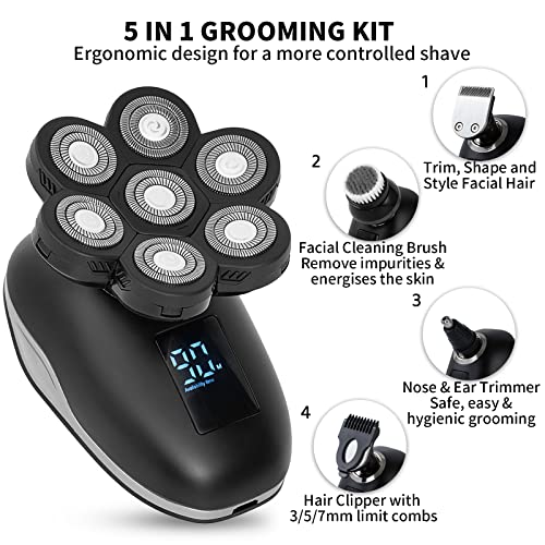 Head Shavers For Bald Men, Electric Shavers For Men, Bald Head Shavers For Men, Electric Razor For Men, Head Razor For Bald Men,Head Shaver With Nose Hair Sideburns Trimmer, Led,Travle Lock #TOP1