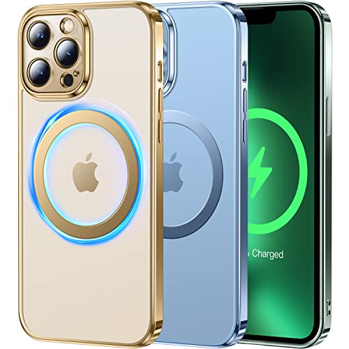 Alphex Magnetic Beyond Clear for iPhone 13 Pro Case [Look as Bare iPhone][Anti-Yellow][Compatible with MagSafe] 10FT Military Grade Shockproof Matte Slim Phone Cover Women Men 6.1 inch, Sierra Blue