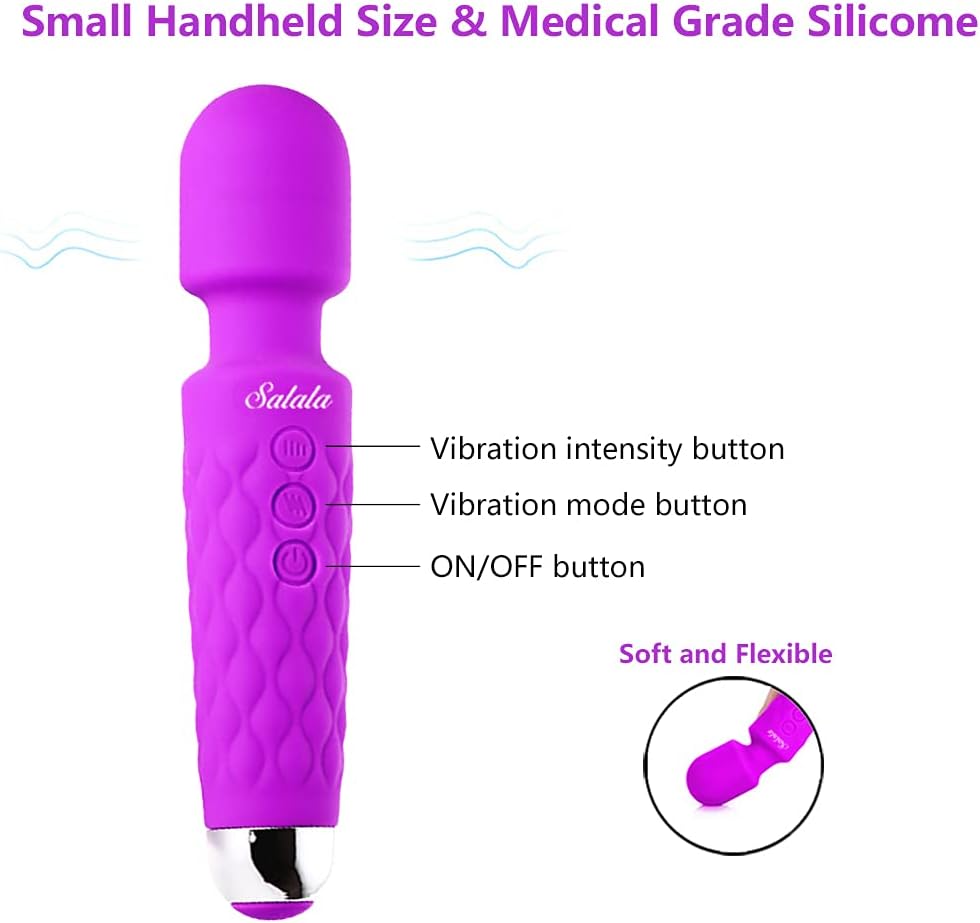 Rechargeable Personal Massager- Premium with 8 Speeds 20 Patterns-Cordless Quiet and Handheld-Super Waterproof and Durable,Can Relieve Muscle Soreness and Exercise Recovery