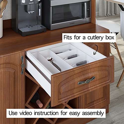 Living Skog Galiano 73'' Pantry Buffet White Buffet With Wine Rack Drawer And Hutch (H 72.4'' W 40.5'' D 17.7'', Dark Cherry) #TOP3