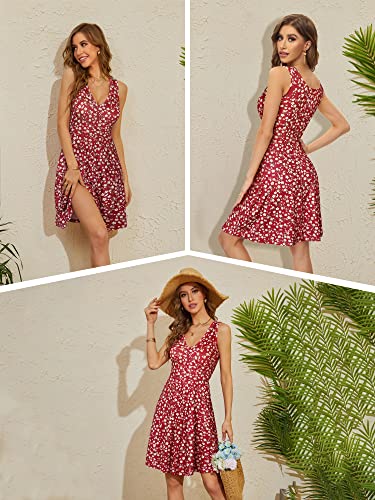 Huhot Little Black Dresses For Women Funeral Cotton Dress For Women Tank Dress Sleeveless V Neck Summer Dress With Pockets Midi Flared Sun Dress #TOP3