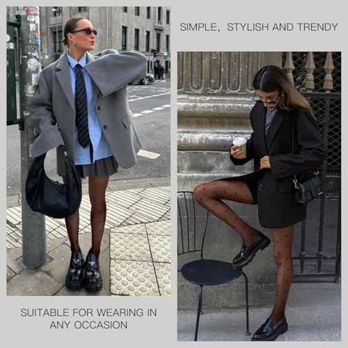 Image of Yilanmy Shiny Polka Dot Patterned Tights for Women Sheer Shimmer Pantyhose 20D High Waist Heart Stockings