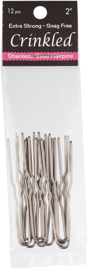 Marilyn Faye's U-Shaped Crinkled Hair Pins (Set of 12) (2 inch, Stainless Steel)