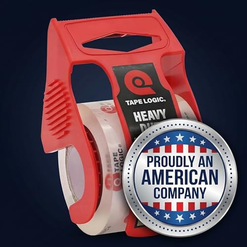 Image of Tape Logic Heavy Duty Packing Tape with Dispenser (6 Pack) - 2.6 Mil Thick Clear Shipping Tape, 2 in x 25 yd - Strong Industrial Adhesive for Moving Boxes, Mailing, & Shipping Packaging