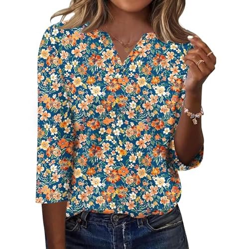 LOMON Womens 3/4 Length Sleeve Tops V Neck Business Casual Blouses Summer Tees Shirts 2026