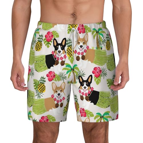 Short de bain respirant au séchage rapide motif floral corgi