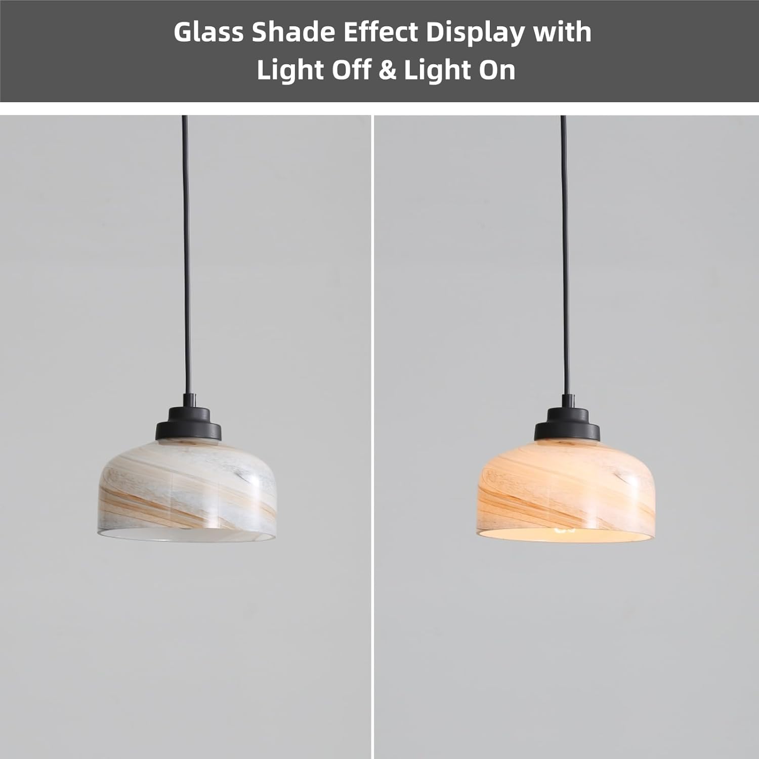 7 Inch Glass Shade Replacement for Light Fixtures, Pendant Light Glass Shades, with 1-5/8" Fitter, Handblown Glass Lampshade Cover for Mini Ceiling Light Chandelier, Gray Mixed Brown, 1 Pack