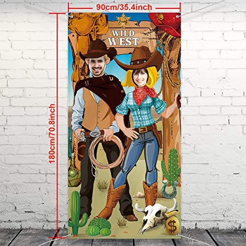 Cowboy Party Decorations Western Party Decorations West Cowboy Photo Booth Props, Large Fabric West Cowboy Photo Door Banner Background, Funny Western Games Supplies, 6 x 3 ft