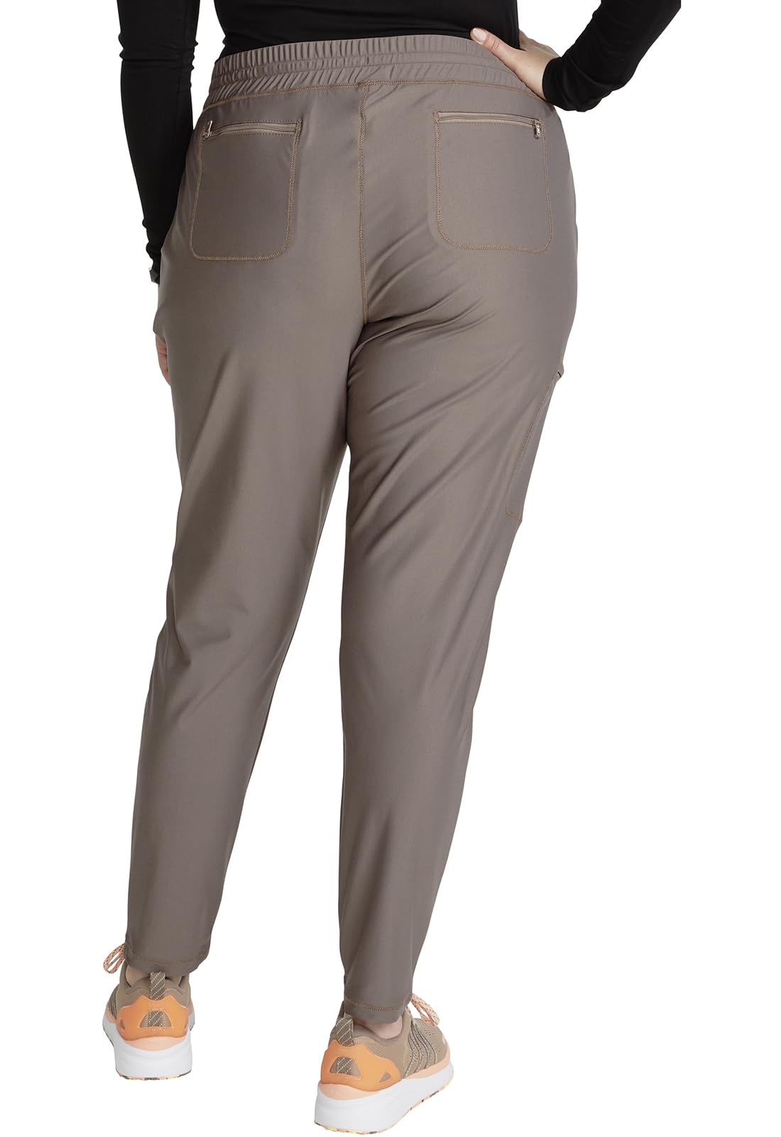 Cherokee Conjunto de uniforme médico para mujer, 7 bolsillos, cuello en V, dobladillo curvado CK840 y pantalón de pierna cónica de tiro medio CK095, camiseta de hierro XL / pantalón pequeño 2XL