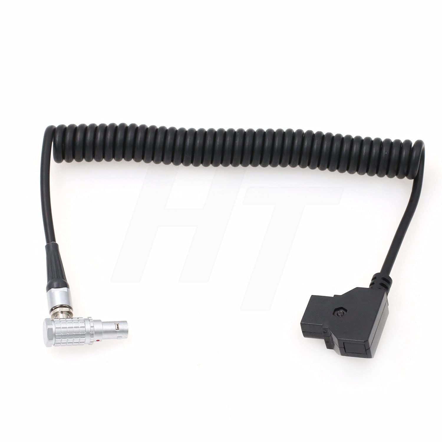 HangTon D-tap to Right Angle 2 Pin Coiled Power Cable for SmallHD 703 Monitor ZCAM EVF Teradek Paralinx Transmitter Receiver Transvideo Monitor 90-Degree