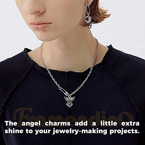 Framendino, 100 Pack Antique Silver Angel Charms Pendants Beads For Jewelry Making Bracelets Crafts #TOP3