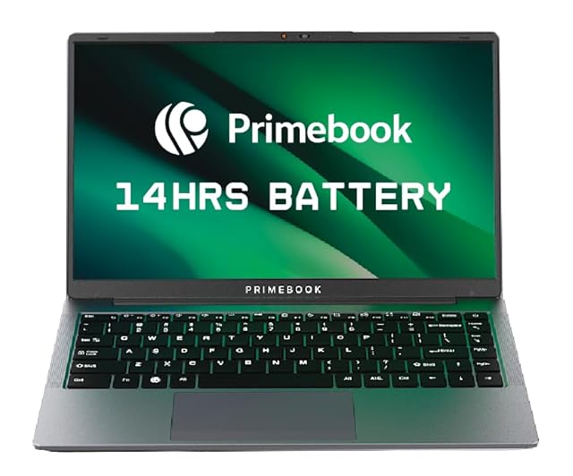 Primebook 2 Pro (2026) | 8GB RAM, 128GB UFS Storage | 14.1-Inch FHD IPS Display | 14 Hours Battery | MediaTek Helio G99 | Android 15 (PrimeOS 3.0) | Backlit Keyboard | in-Built AI (Gray) view 1