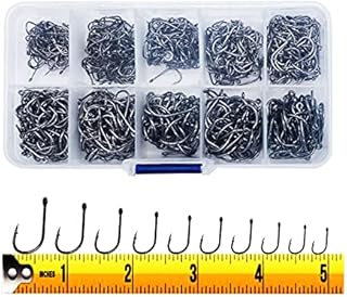 300PCS Small High-Carbon Steel Barbed Fishing Hooks with Holes, 10 Specifications of Fishing Hooks, Portable Boxed Hooks, Powerful Hooks That Can Adapt to Various Fishing Environments