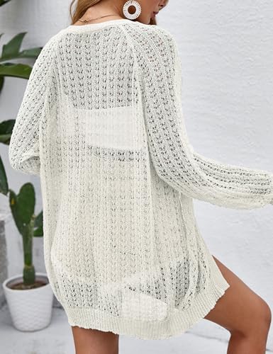 Image of Women Lightweight Cardigans Crochet Summer Boho Knit Thin Long Sleeve Cardigan
