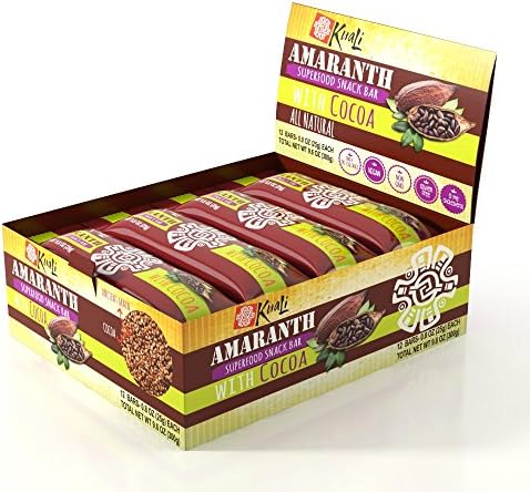Kuali Amaranth Bars with Cocoa (12 Pack) Ancient Grains Bars - Amaranth Superfood Snack Bars - Barras de Amaranto - Alegria -Vegan - Gluten Free - Amaranth - Rajgira - Kiwicha