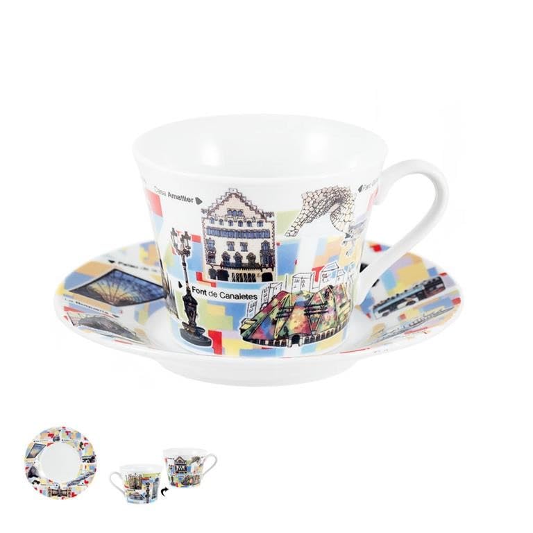 Set tasses assiette porcelaine Barcelone DRW : coffret idéal pour crémaillère