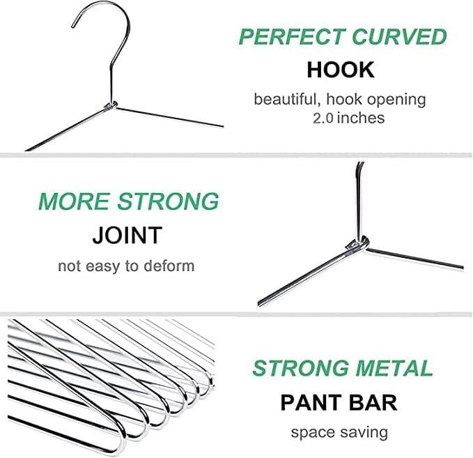 Image of Bindian Steel Hangers for Clothes Hanging, Cloth Hanger, Hangers for Clothes in Wardrobe, Cloth Hangers for Wardrobe, Use it for Saree, Sarees, Shirt, Trouser