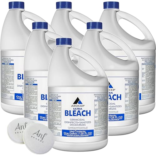 (6 Gallons) - Liquid Chlorine Bleach, for Laundry, Household and Commercial Cleaning, 1 Gallon Jugs